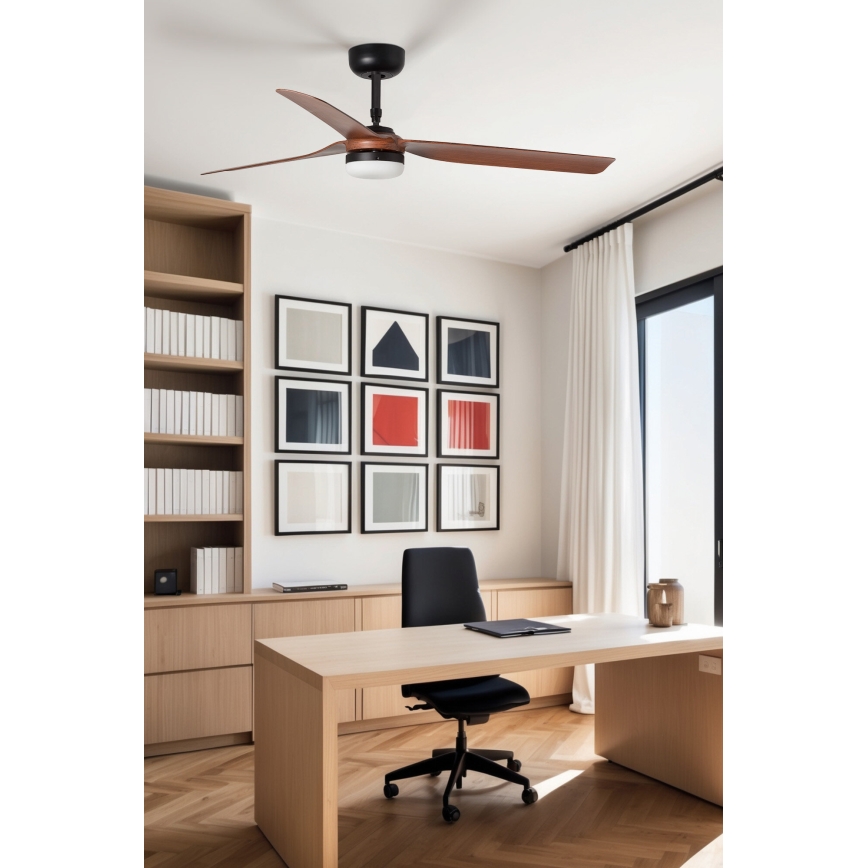 FARO 33817WT-21 - Dimmbarer LED-Deckenventilator PUNT M LED/18W/230V braun/schwarz d 132 cm Wi-Fi Tuya + Fernbedienung