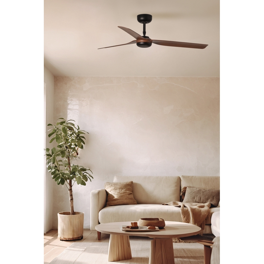 FARO 33817WT - Deckenventilator PUNT M braun/schwarz d 132 cm Wi-Fi Tuya + Fernbedienung