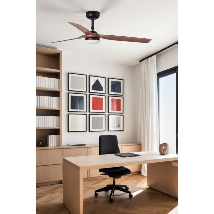 FARO 33817WT1S - LED-dimmbarer Deckenventilator PUNT M LED/18W/230V 2700/3000/4000K Ø 132 cm braun/schwarz Wi-Fi Tuya + Fernbedienung