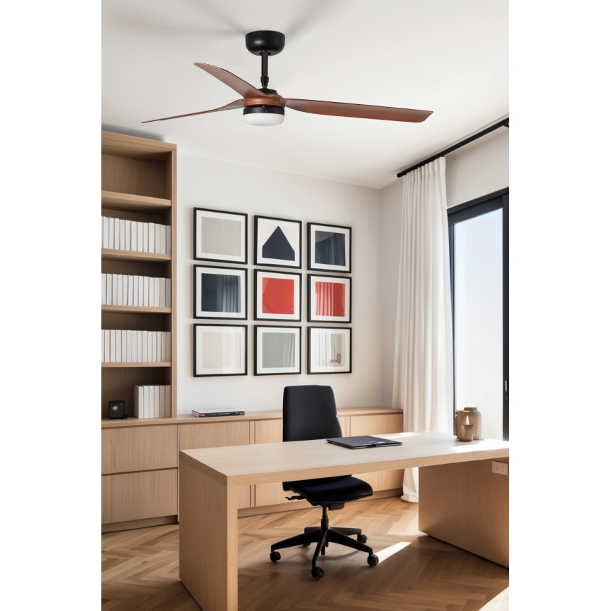 FARO 33817WT1S - LED-dimmbarer Deckenventilator PUNT M LED/18W/230V 2700/3000/4000K Ø 132 cm braun/schwarz Wi-Fi Tuya + Fernbedienung
