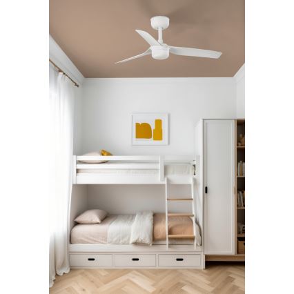 FARO 33820WT-1TW - LED-dimmbarer Deckenventilator MINI PUNT S mit LED/10W/230V 2700/3000/4000K weiß Ø 90 cm Wi-Fi Tuya + Fernbedienung