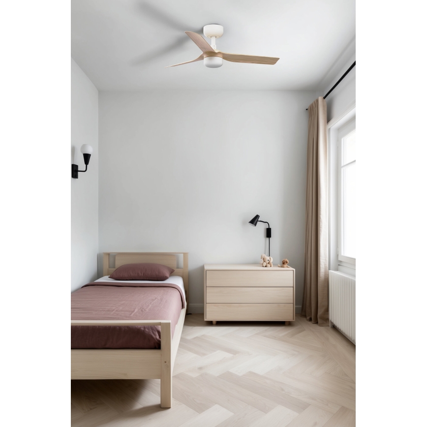 FARO 33821-1TW - LED-dimmbarer Deckenventilator MINI PUNT S LED/10W 2700/3000/4000K Holz/weiß Ø 90 cm + Fernbedienung