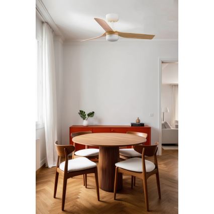 FARO 33821WT-1TW - Dimmbarer LED-Deckenventilator MINI PUNT S LED/10W/230V 2700/4000/6000K braun/weiß d 90 cm Wi-Fi Tuya + Fernbedienung