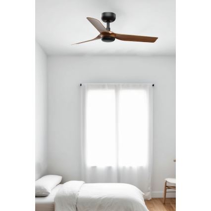FARO 33823WT - Deckenventilator MINI PUNT S braun/schwarz d 90 cm Wi-Fi Tuya + Fernbedienung