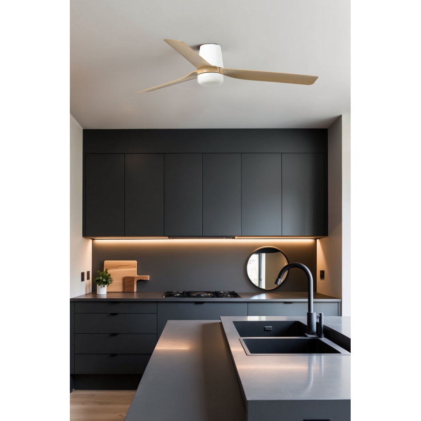 FARO 33829-1TW - Dimmbarer LED-Deckenventilator PUNT TUB M LED/18W/230V 3000/4200/6500K d 130 cm weiß/brown+ Fernbedienung