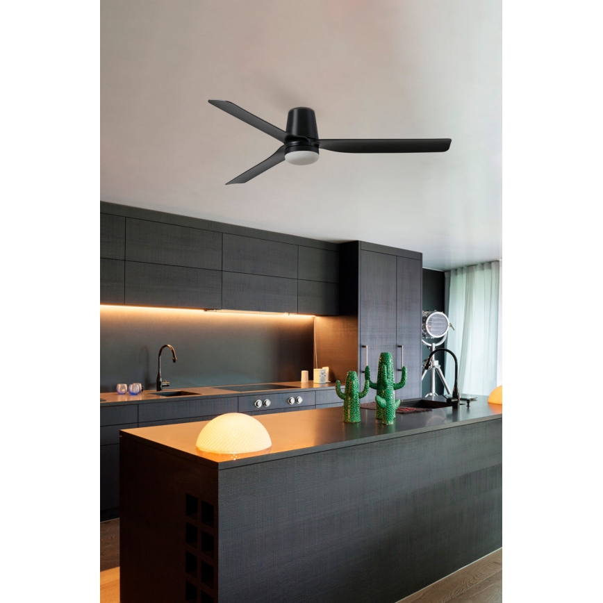 FARO 33829-1TW - Dimmbarer LED-Deckenventilator PUNT TUB M LED/18W/230V 3000/4200/6500K d 130 cm weiß/brown+ Fernbedienung