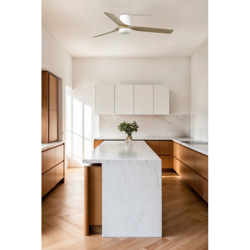 FARO 33829 - Deckenventilator PUNT TUB M braun/weiß d 130 cm + Fernbedienung