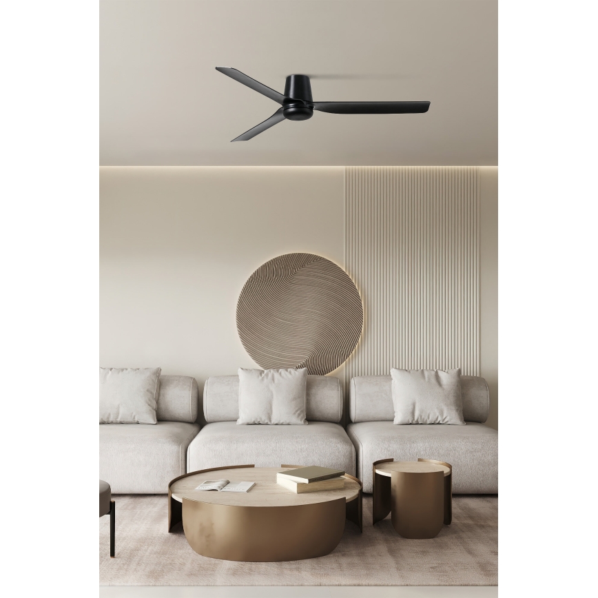 FARO 33830 - Deckenventilator PUNT TUB M schwarz d 130 cm + Fernbedienung