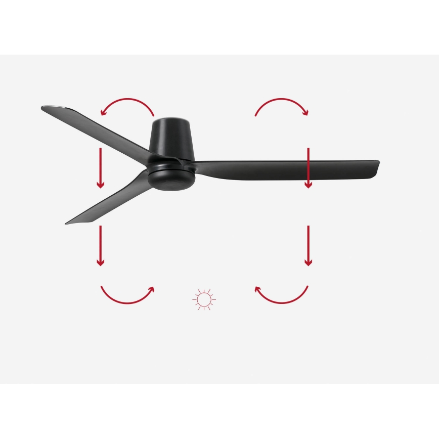 FARO 33830 - Deckenventilator PUNT TUB M schwarz d 130 cm + Fernbedienung