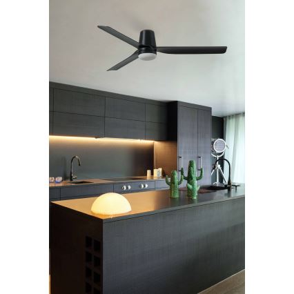 FARO 33830WT1S - LED-dimmbarer Deckenventilator PUNT TUB M LED/18W/230V 2700/3000/4000K Ø 132 cm schwarz Wi-Fi Tuya + Fernbedienung