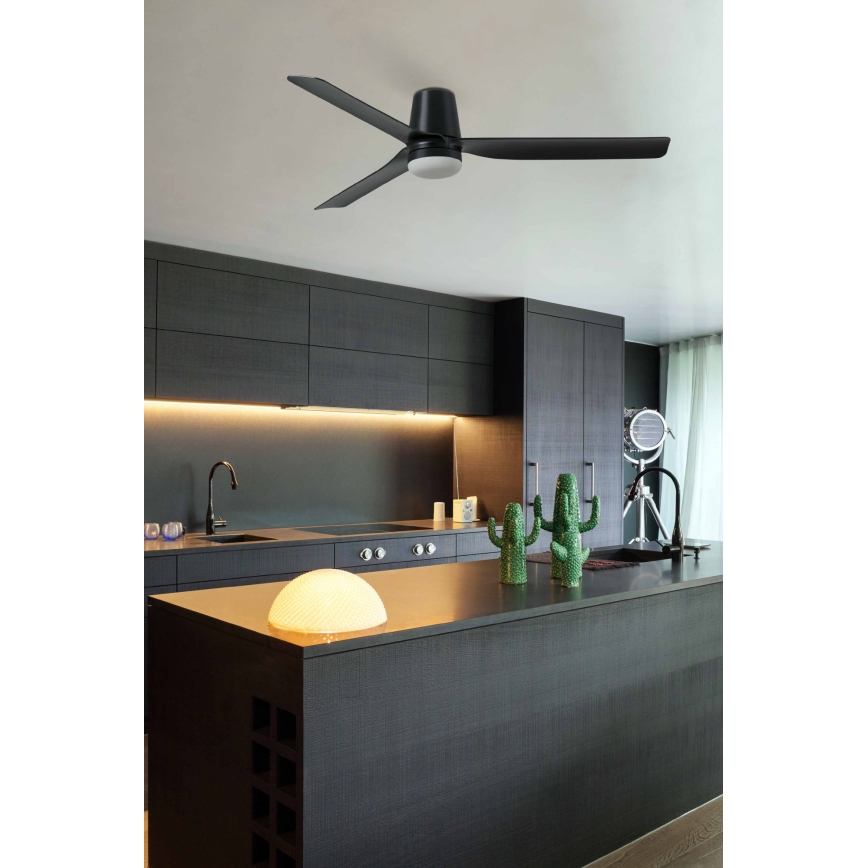 FARO 33830WT1S - LED-dimmbarer Deckenventilator PUNT TUB M LED/18W/230V 2700/3000/4000K Ø 132 cm schwarz Wi-Fi Tuya + Fernbedienung