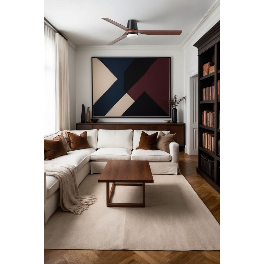 FARO 33831-1TW - Dimmbarer LED-Deckenventilator PUNT TUB M LED/18W/230V 3000/4200/6500K d 130 cm braun/schwarz + Fernbedienung