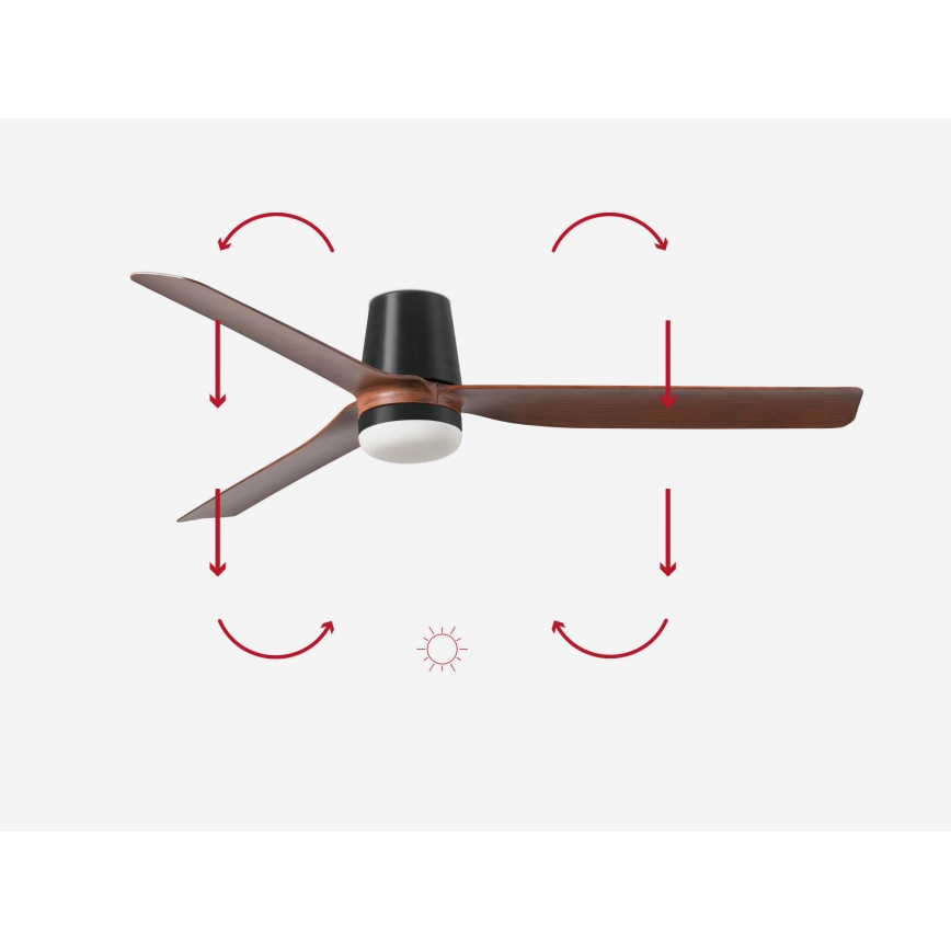 FARO 33831-1TW - Dimmbarer LED-Deckenventilator PUNT TUB M LED/18W/230V 3000/4200/6500K d 130 cm braun/schwarz + Fernbedienung