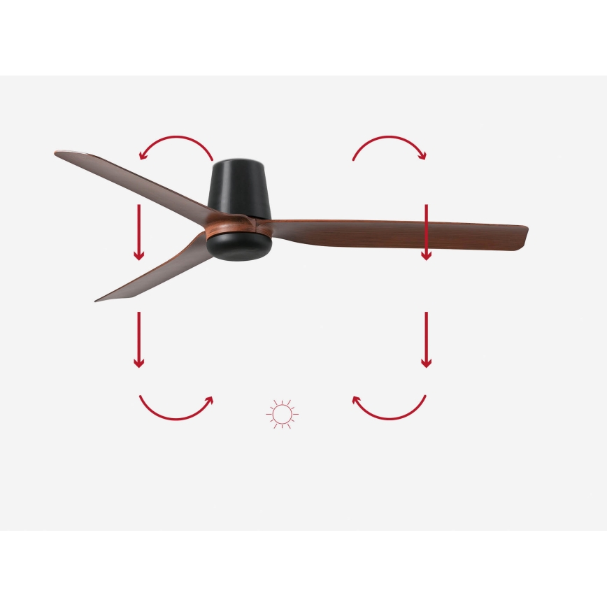 FARO 33831 - Deckenventilator PUNT TUB M braun/schwarz d 130 cm + Fernbedienung