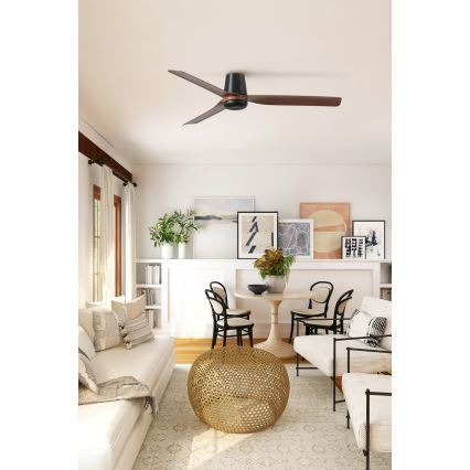 FARO 33831WT - Deckenventilator PUNT TUB M braun/schwarz d 132 cm Wi-Fi Tuya + Fernbedienung