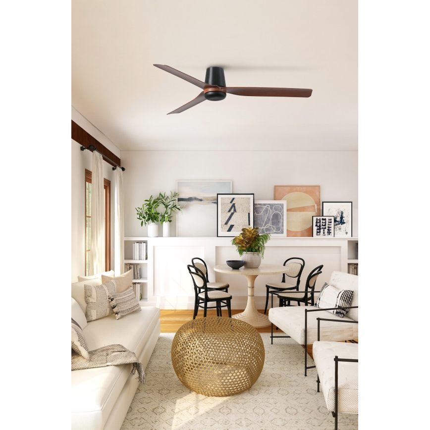 FARO 33831WT - Deckenventilator PUNT TUB M braun/schwarz d 132 cm Wi-Fi Tuya + Fernbedienung