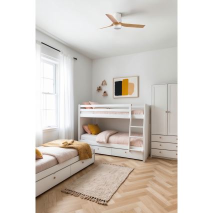 FARO 33833-1TW - LED-dimmbarer Deckenventilator MINI PUNT TUB mit LED/10W/230V 2700/3000/4000K Ø 90 cm braun/weiß + Fernbedienung