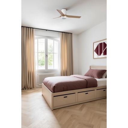 FARO 33833WT-1TW - Dimmbarer LED-Deckenventilator MINI PUNT TUB S LED/10W/230V 2700/4000/6000K braun/weiß d 90 cm Wi-Fi Tuya + Fernbedienung