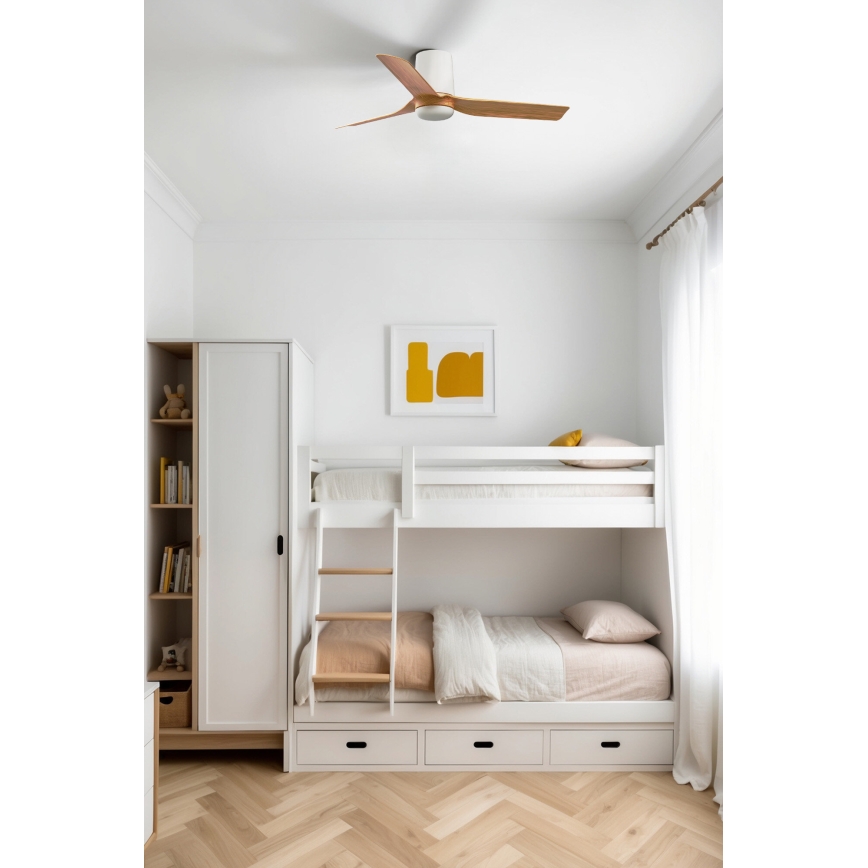 FARO 33833WT - Deckenventilator MINI PUNT TUB S braun/weiß d 90 cm Wi-Fi Tuya + Fernbedienung