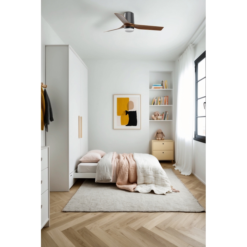 FARO 33835-1TW - Dimmbarer LED-Deckenventilator MINI PUNT TUB S LED/10W/230V 2700/4000/6000K d 90 cm braun/schwarz + Fernbedienung