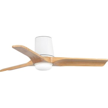 FARO 33836-1TW - Dimmbarer LED-Deckenventilator HEYWOOD TUB S LED/10W/230V 2700/4000/6000K Kiefer/weiß d 90 cm + Fernbedienung