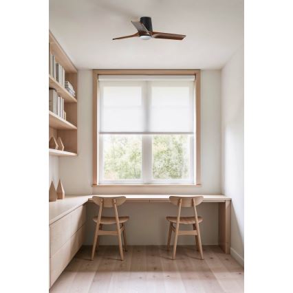 FARO 33837-1TW - LED-dimmbarer Deckenventilator HEYWOOD TUB S mit LED/10W/230V, 2700/3000/4000K, Kiefer/Schwarz, Ø 90 cm + Fernbedienung