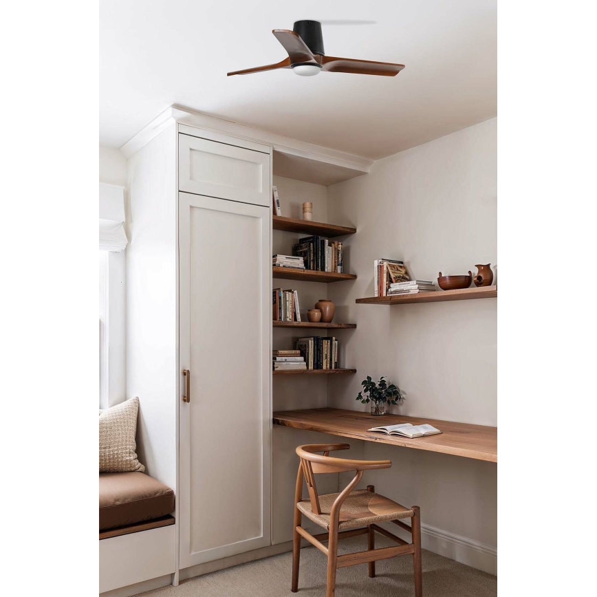 FARO 33837WT-1TW - Dimmbarer LED-Deckenventilator HEYWOOD TUB S LED/10W/230V 2700/4000/6000K Kiefer/weiß d 90 cm Wi-Fi Tuya + Fernbedienung