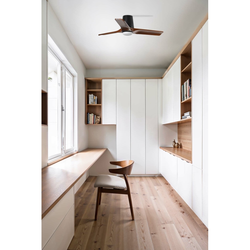 FARO 33837WT - Deckenventilator HEYWOOD TUB S Kiefer/Schwarz Ø 90 cm Wi-Fi Tuya + Fernbedienung