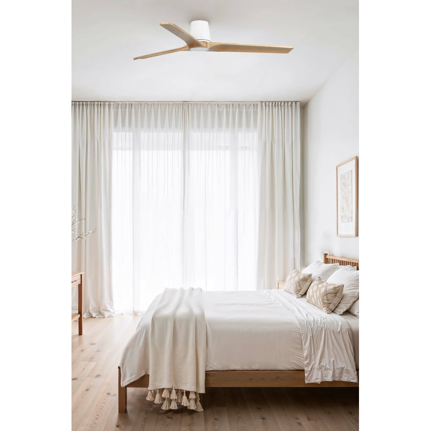 FARO 33838 - Deckenventilator HEYWOOD TUB L Kiefer/weiß d 132 cm + Fernbedienung