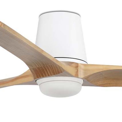 FARO 33838WT-1TW - LED dimmbarer Deckenventilator HEYWOOD TUB L LED/10W/230V 2700/4000/6000K Kiefer/Weiß Ø 132 cm Wi-Fi Tuya + Fernbedienung