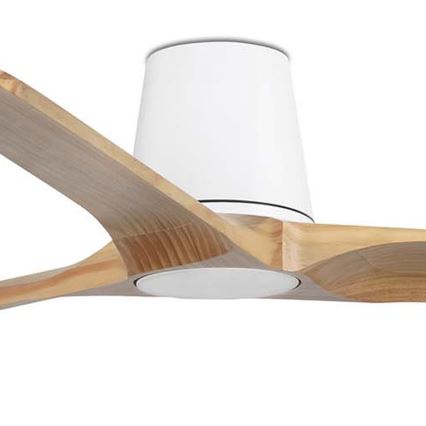 FARO 33838WT - Deckenventilator HEYWOOD TUB L Kiefer/Weiß Ø 132 cm Wi-Fi Tuya + Fernbedienung