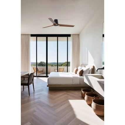 FARO 33839 - Deckenventilator HEYWOOD TUB L Kiefer/Schwarz Ø 132 cm + Fernbedienung