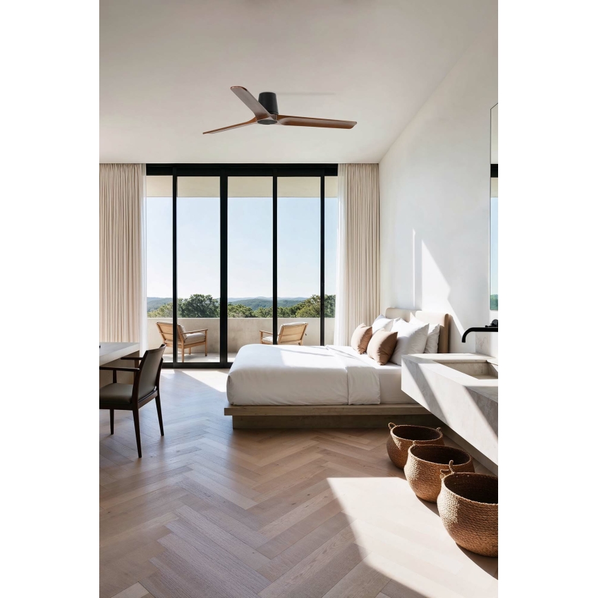 FARO 33839 - Deckenventilator HEYWOOD TUB L Kiefer/Schwarz Ø 132 cm + Fernbedienung