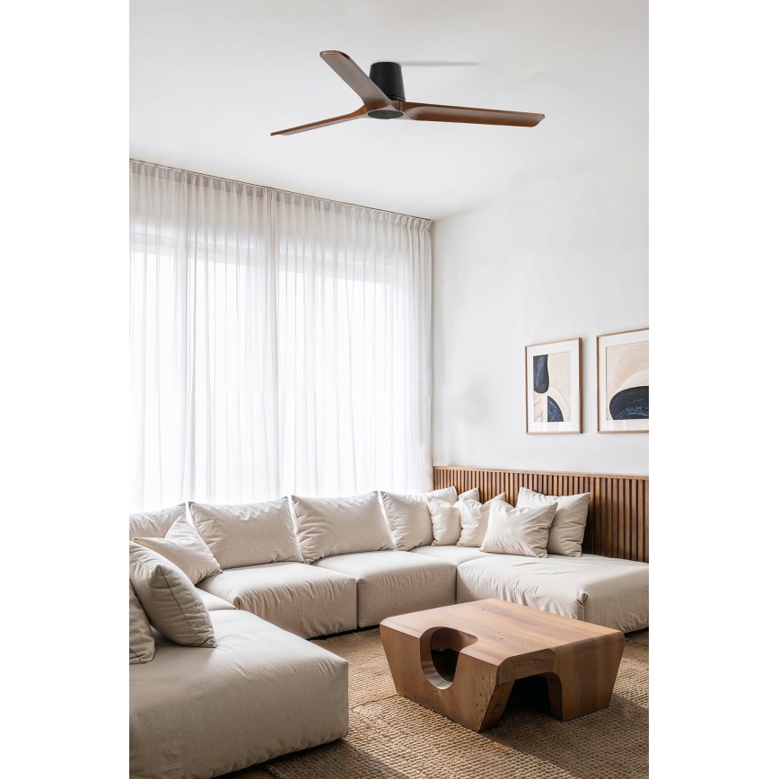 FARO 33839WT - Deckenventilator HEYWOOD TUB L Kiefer/Schwarz Ø 132 cm Wi-Fi Tuya + Fernbedienung