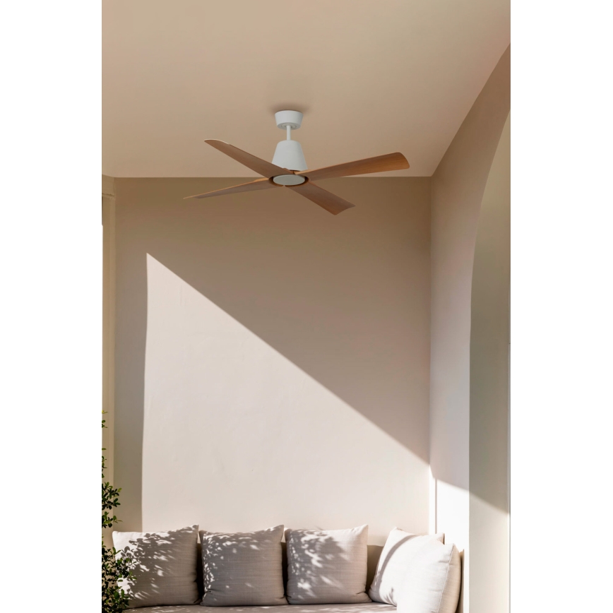 FARO 34105 - Deckenventilator TYPHOON M braun/weiß d130 cm IP44 + Fernbedienung