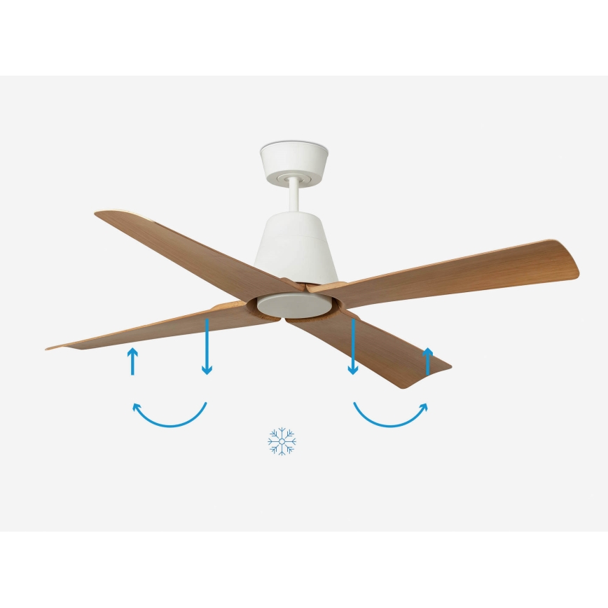 FARO 34105 - Deckenventilator TYPHOON M braun/weiß d130 cm IP44 + Fernbedienung