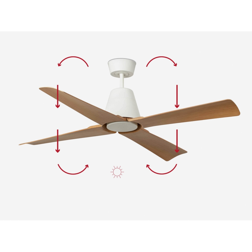 FARO 34105 - Deckenventilator TYPHOON M braun/weiß d130 cm IP44 + Fernbedienung
