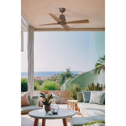 FARO 34106 - Deckenventilator TYPHOON M braun d 130 cm IP44 + Fernbedienung