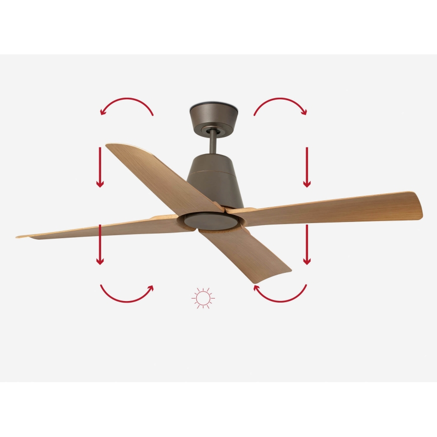 FARO 34106 - Deckenventilator TYPHOON M braun d 130 cm IP44 + Fernbedienung