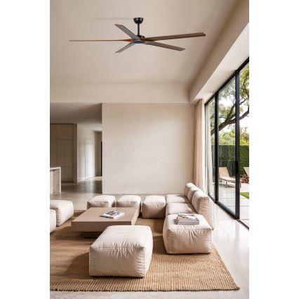 FARO 34190WT - Deckenventilator BIGWOOD XL Kiefer/Schwarz Ø 200 cm Wi-Fi Tuya + Fernbedienung