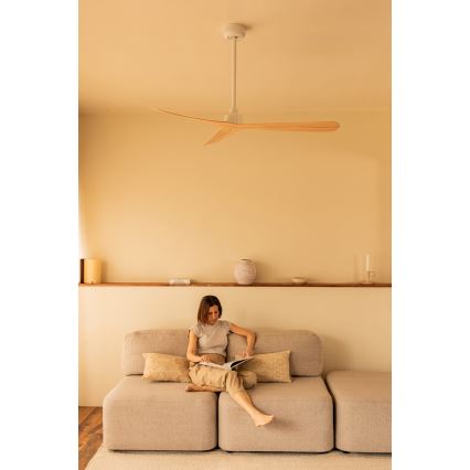 FARO 34195WT - Deckenventilator ROCKER M Ø 132 cm beige/weiß Wi-Fi Tuya + Fernbedienung