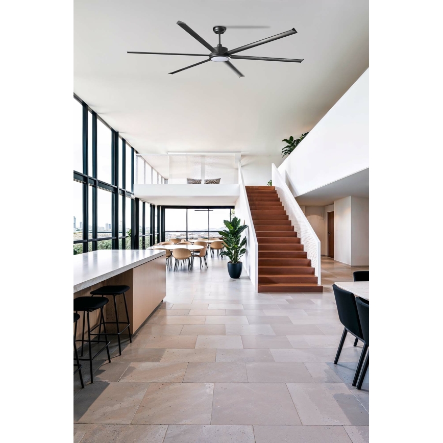 FARO 34207-130 - Dimmbarer LED-Deckenventilator ROTTERDAM XXL LED/32W/230V schwarz d 250 cm + Fernbedienung