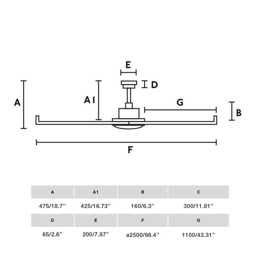 FARO 34207 - Deckenventilator ROTTERDAM XXL schwarz d 250 cm + Fernbedienung