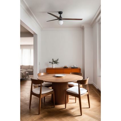 FARO 34276-11L - Deckenventilator KLIM L 1xE27/15W/230V Walnuss/schwarz d 150 cm + Fernbedienung