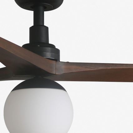 FARO 34276-11L - Deckenventilator KLIM L 1xE27/15W/230V Walnuss/schwarz d 150 cm + Fernbedienung