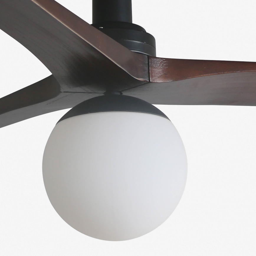 FARO 34278WT-11L - Deckenventilator KLIM S 1xE27/15W/230V Holz/schwarz d 92,5 cm Wi-Fi Tuya + Fernbedienung