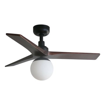 FARO 34278WT-11L - Deckenventilator KLIM S 1xE27/15W/230V Nussbaum/Schwarz Ø 92,5 cm Wi-Fi Tuya + Fernbedienung