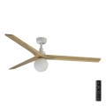 FARO 34279-11L - Deckenventilator KLIM L 1xE27/15W/230V Eiche/weiß d 150 cm + Fernbedienung