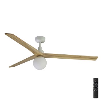 FARO 34279-11L - Deckenventilator KLIM L 1xE27/15W/230V Eiche/weiß d 150 cm + Fernbedienung