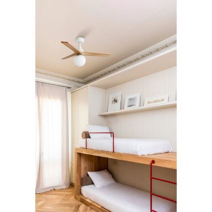 FARO 34281-11L - Deckenventilator KLIM S 1xE27/15W/230V Holz/weiß d 92,5 cm + Fernbedienung